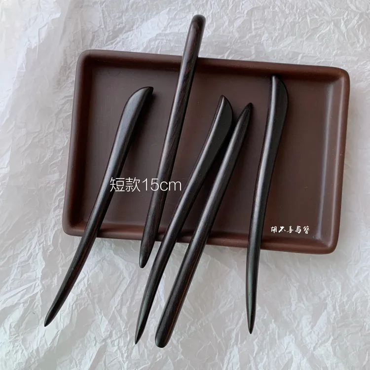 『 短款黑檀木一字簪 』古风盘挽发髻简约日常手工汉服发饰木簪子