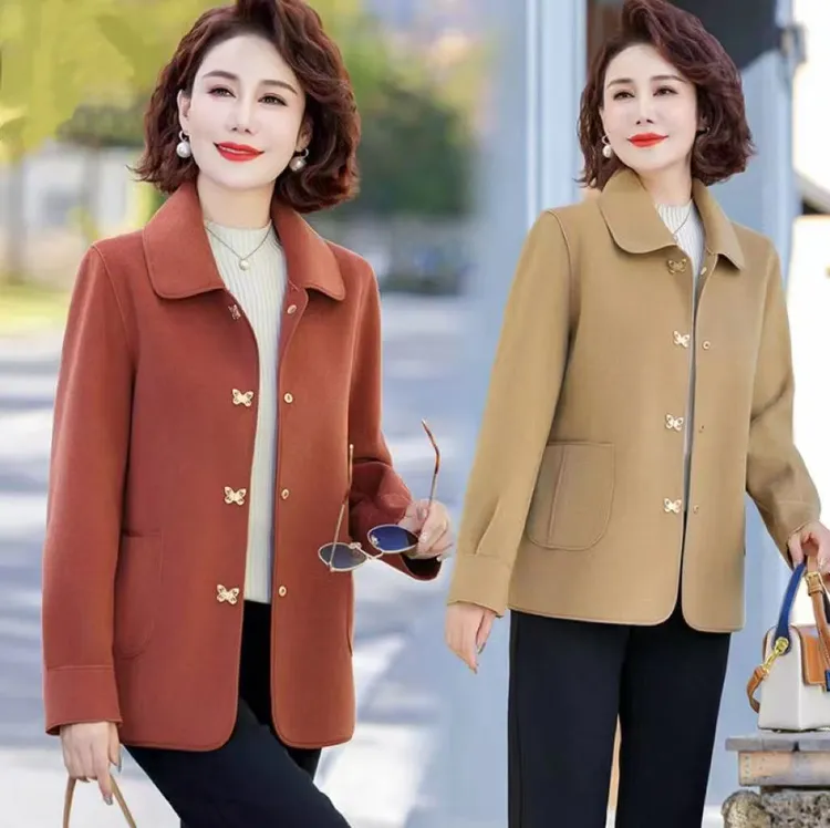 CH妈妈装2025年春装新款外套气质双面呢中老年女装上衣洋气