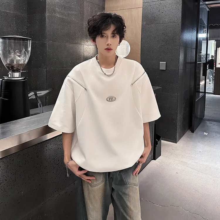 不规则解构短袖t恤男夏季重磅设计痞帅宽松半袖潮牌cleanfit体恤