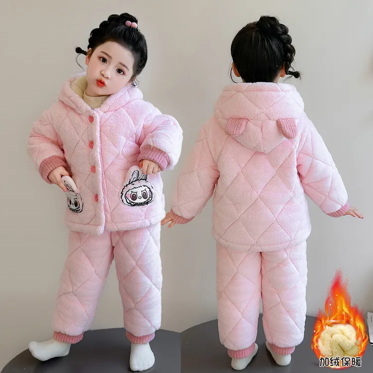 女童睡衣珊瑚绒冬天棉衣法兰绒女儿童家居服女童睡衣冬季加厚加绒