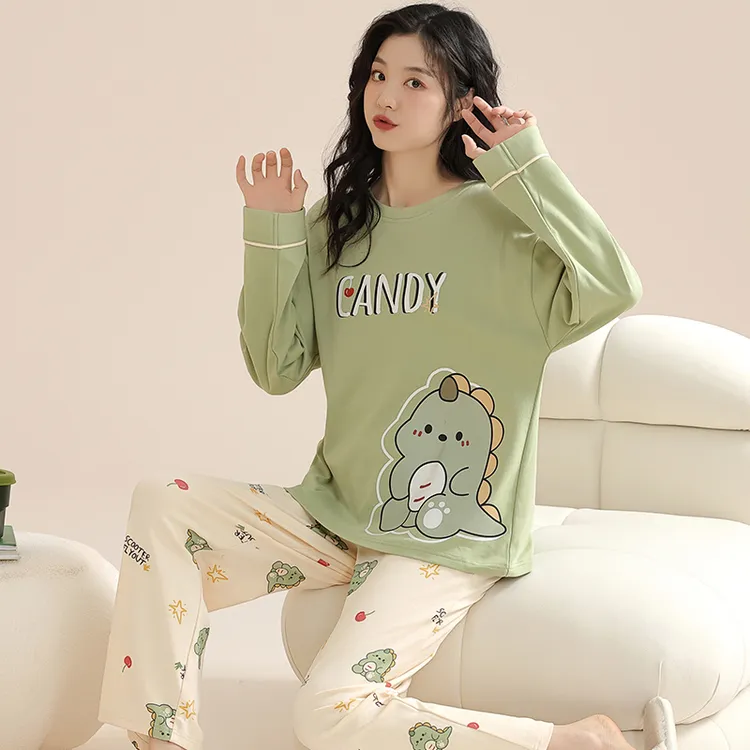 睡衣女款春秋季2025新款纯棉长袖长裤女士可外穿家居服套装