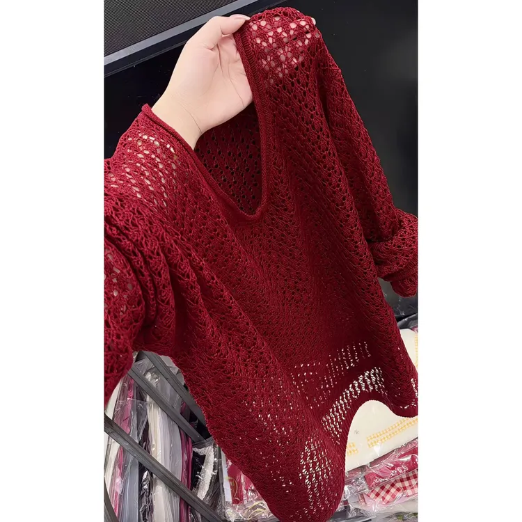 今年流行穿搭2025早秋新款温柔风镂空薄款毛针织衫混搭风长袖上衣