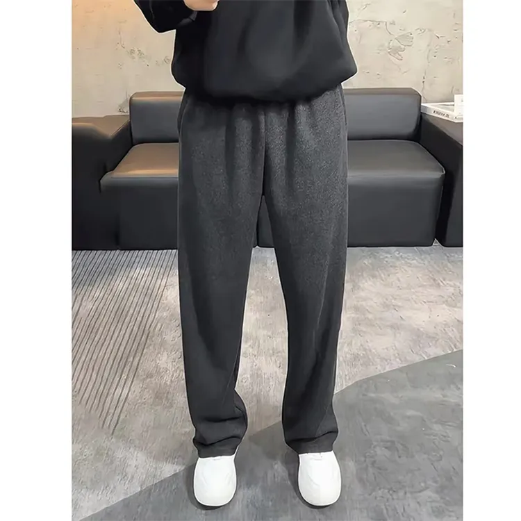 美式复古深灰色卫裤男款秋冬直筒裤垂感高级感重磅阔腿休闲运动裤
