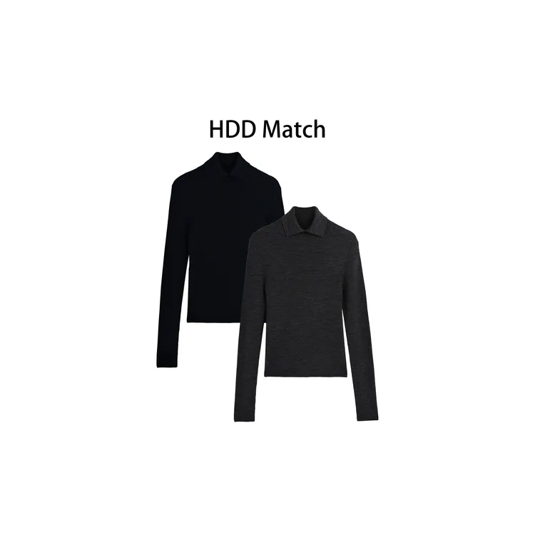 HDD- "舒适百搭" 羊毛 秋冬POLO领显瘦修身软糯打底上衣 Y9014