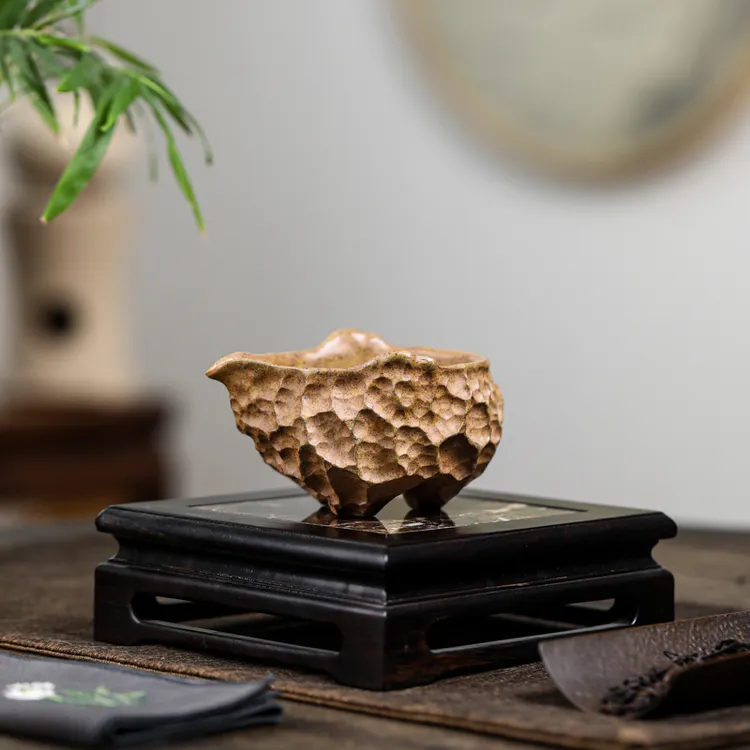 柴烧黄段泥主人杯公道杯高端茶器宜兴紫砂杯茶盏茶碗复古古风