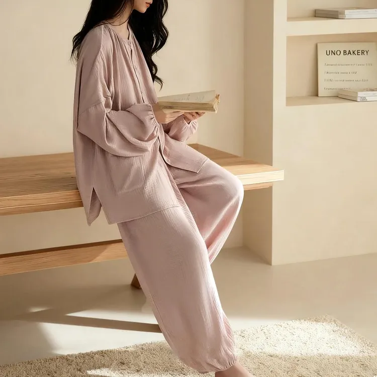 长袖睡衣女春秋带胸垫高级感云朵棉宽松大码可外穿家居服秋季套装