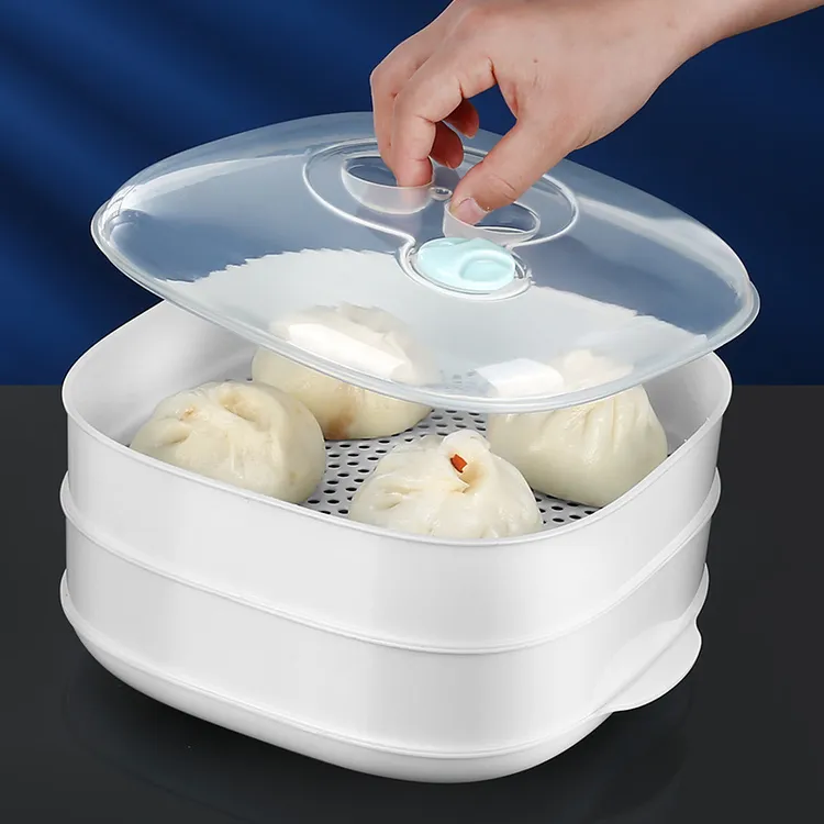 微波炉蒸笼办公室饭菜馒头加热带盖塑料蒸锅器皿多层蒸盒蒸馒头