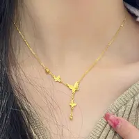 钛钢项链 不掉色精美蝴蝶流苏项链女在逃公主锁骨链A713