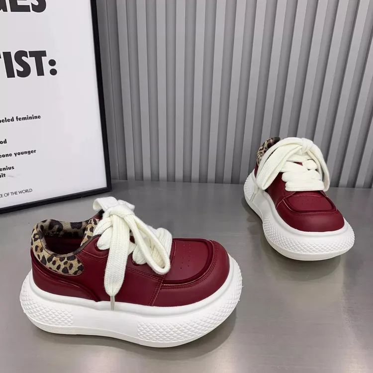 韩系ins小胖丁大头小众甜酷厚底松糕板鞋女2026早春新款豹休闲鞋