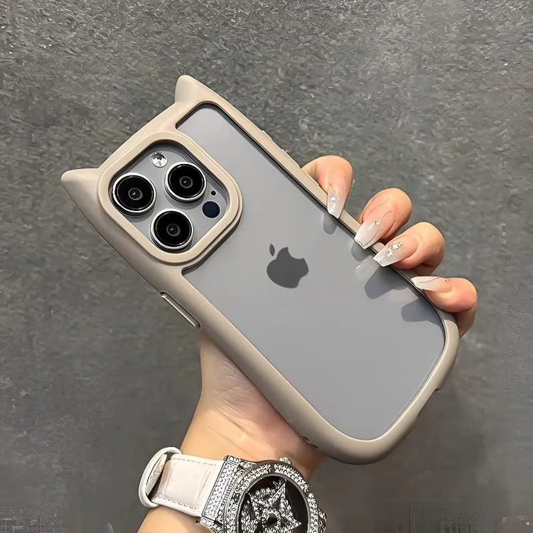 猫耳朵适用苹果17promax手机壳iphone16plus简约创意可爱15防摔女