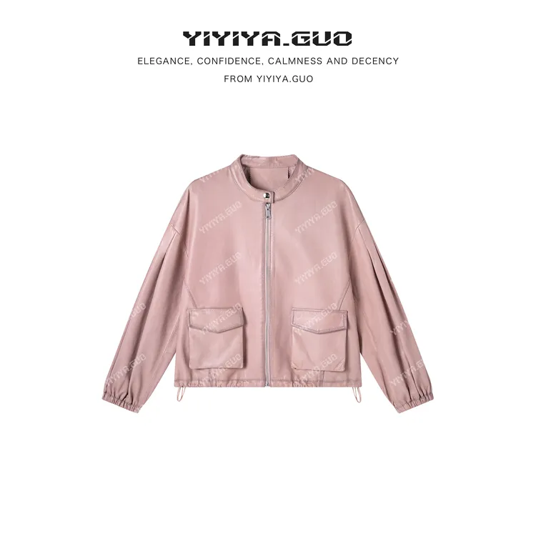yiyiya.Guo艺艺吖【酷飒少女】时尚拉链立领长袖皮衣外套080309SS52