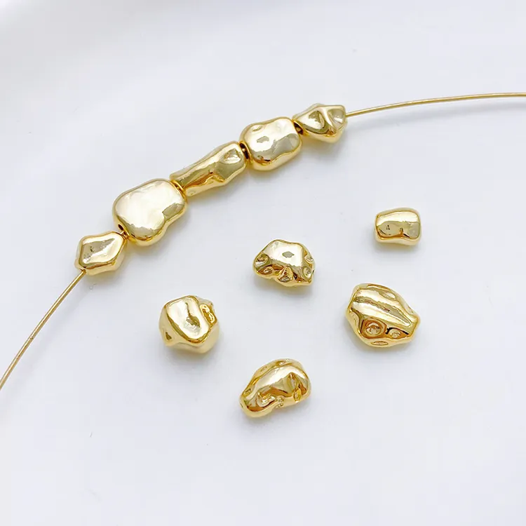 14K包金保色巴洛克不规则异形石头珠手工diy手链项链饰品隔珠配件