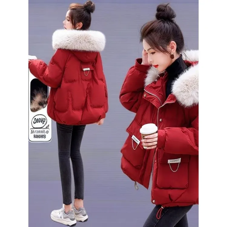 羽绒女短款过年战袍小个子加厚保暖大毛领衣服袄外套冬季