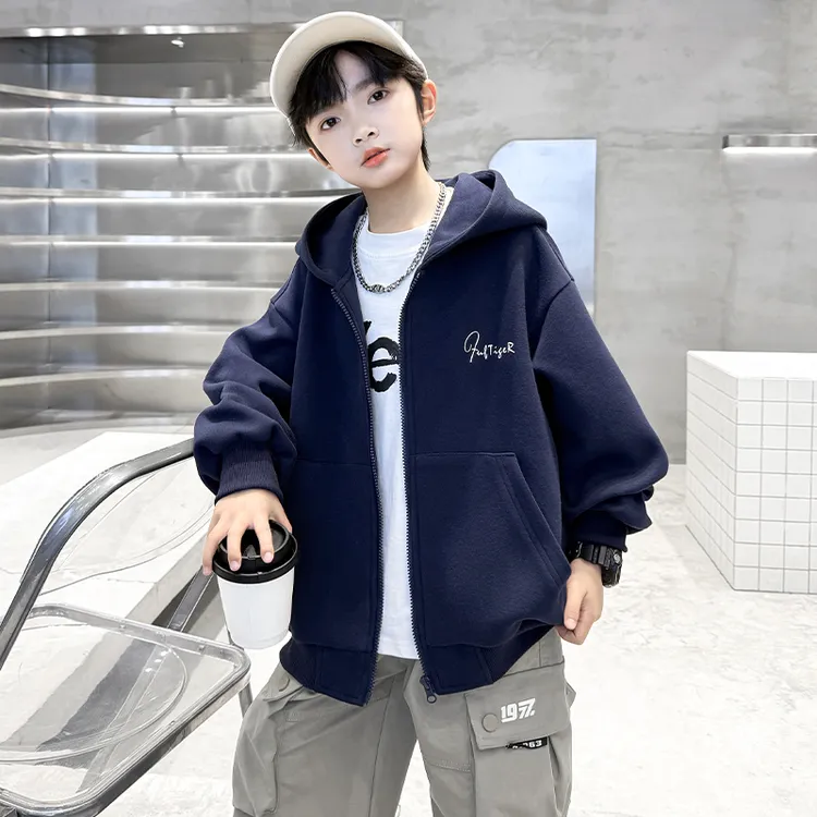 男童外套春秋款2025新款中大儿童秋季连帽上衣男孩秋装卫衣开衫潮