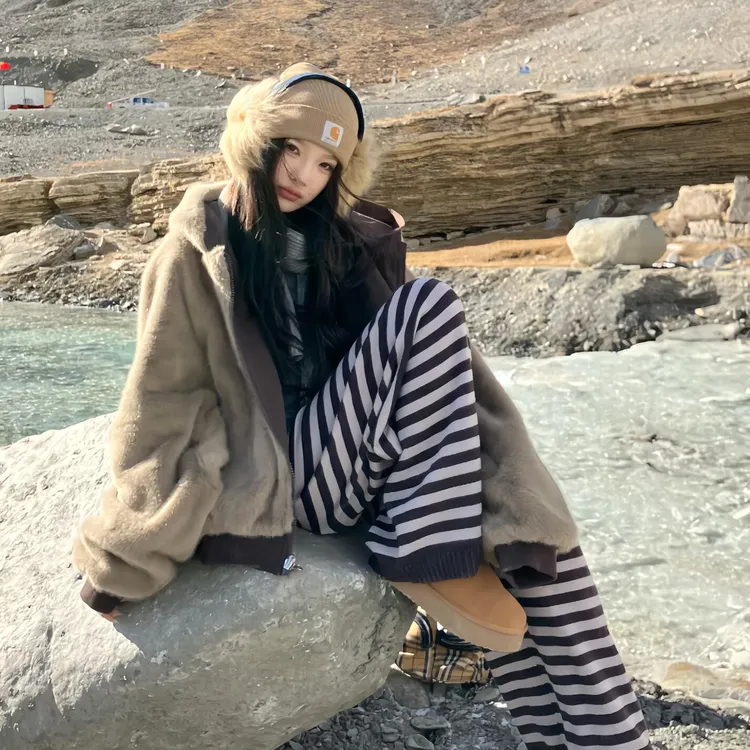 设计感双面穿座山雕棉服女2025年新款氛围感美拉德加厚保暖冬外套