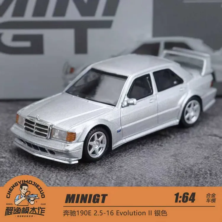 MINIGT 1:64 奔驰190E 2.5-16 Evolution II 银色 合金车模 852
