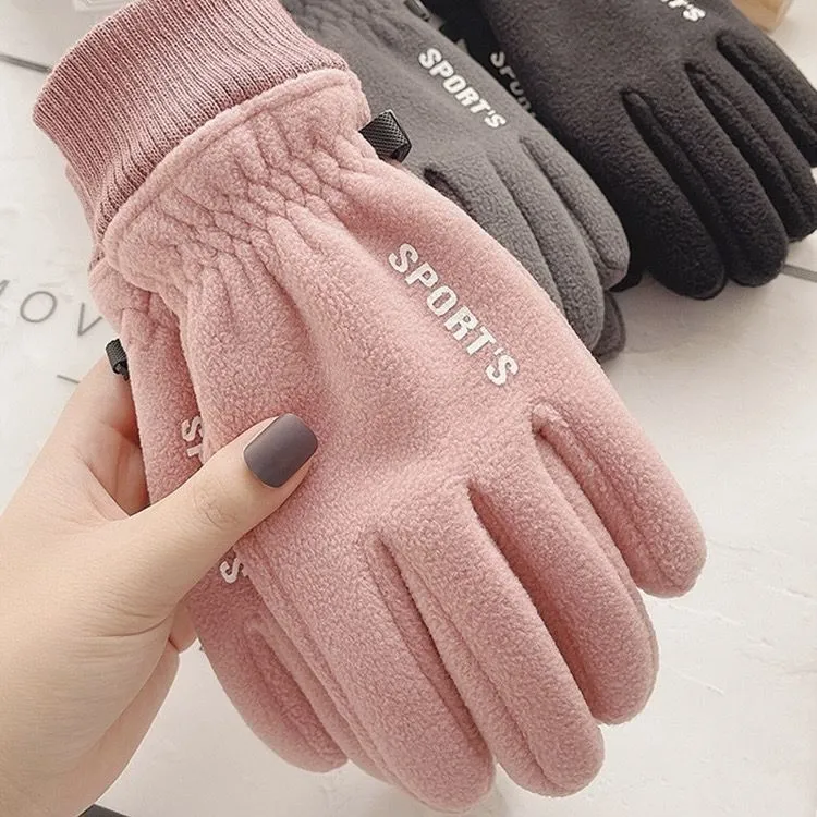 手套冬季男女骑行装备电动自行车户外春秋天防寒风加摇粒绒保暖LW