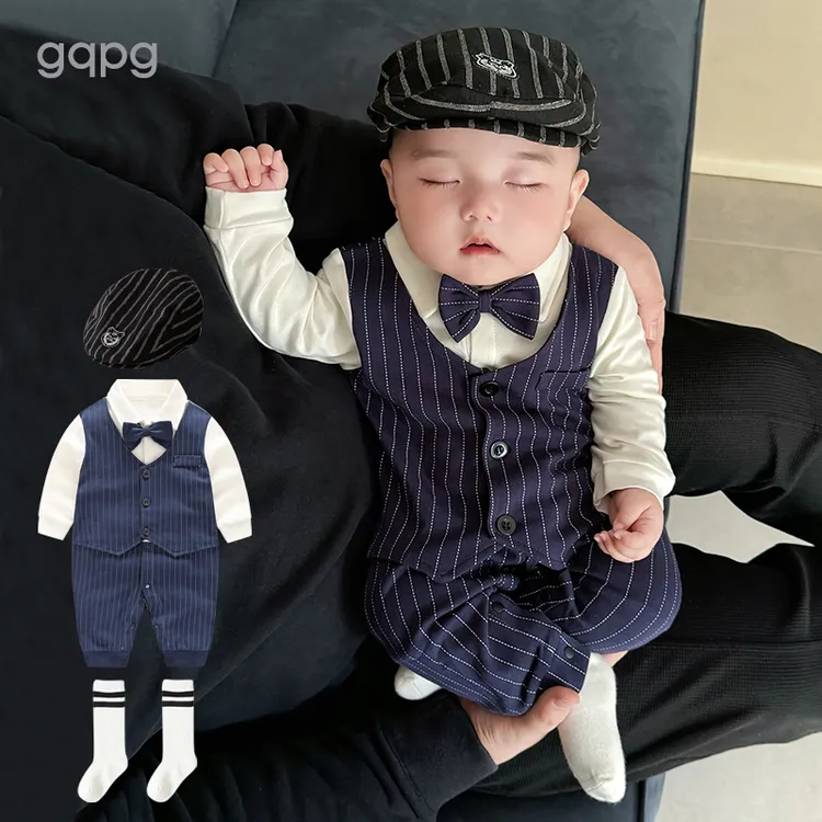 宝宝周岁礼服男百天日宴会衣服满月服绅士婴儿连体衣纯棉春秋季装