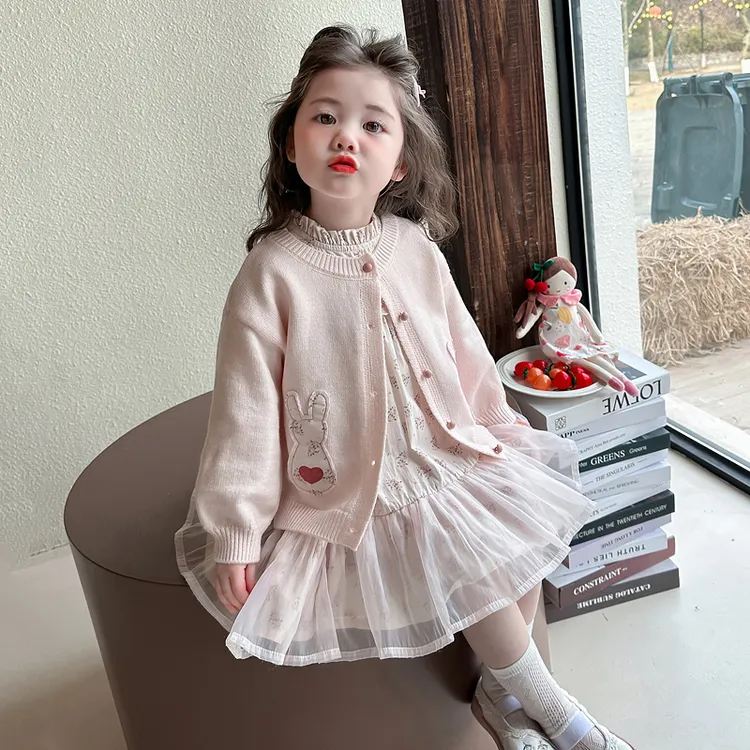 女童碎花纱裙套装2025新款儿童春秋装韩版洋气女宝春季纱裙两件套