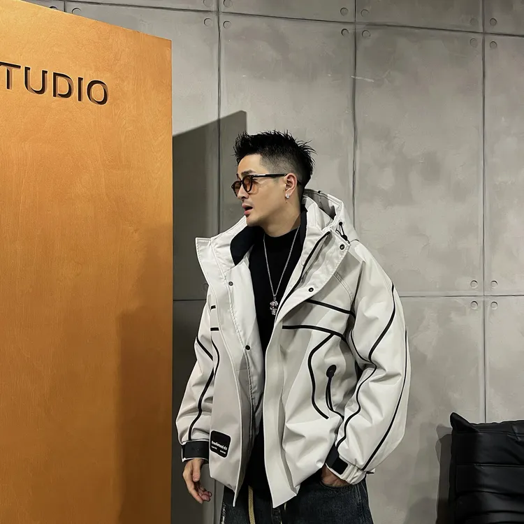 XDZZ二狗25ss冬季FD品牌连帽拼接百搭防风滑雪系羽绒服外套H-908