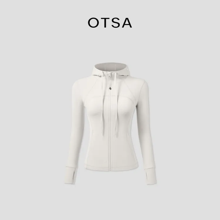 OTSA 【DF小腰精】运动外套女修身长袖上衣连帽休闲健身瑜伽外套
