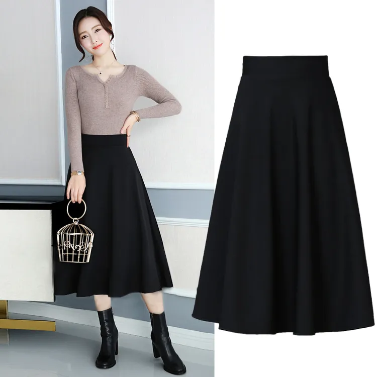 半身裙女韩版时尚A字裙气质显瘦百搭垂感春秋新款广场舞中长裙