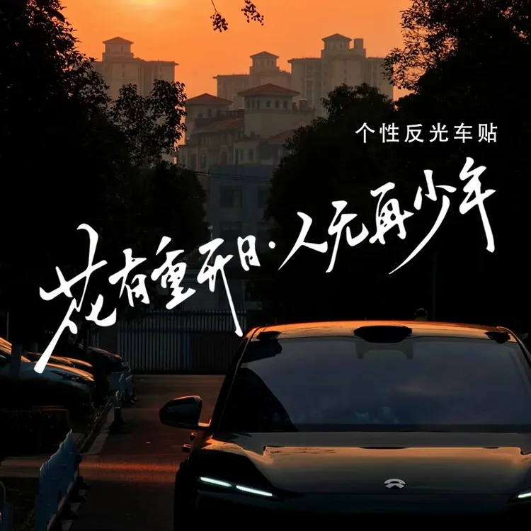 花有重开日人无再少年反光防水车贴个性文字车窗挡风玻璃汽车贴纸