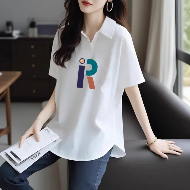 半开领短袖t恤女弧形下摆大码胖MM中长款遮屁股显瘦简约上衣