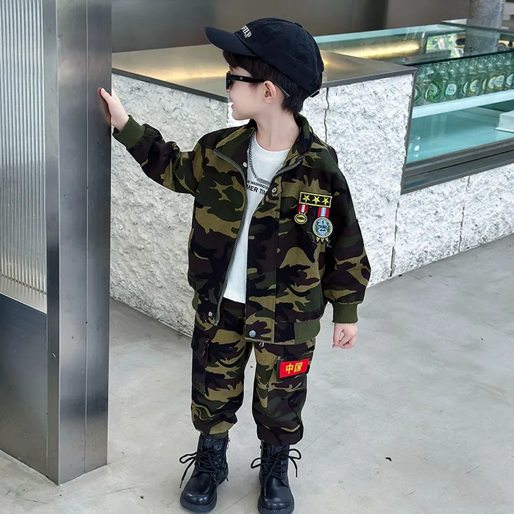 男童秋装迷彩服套装新款儿童春秋季军训服装小男孩秋款运动两件套