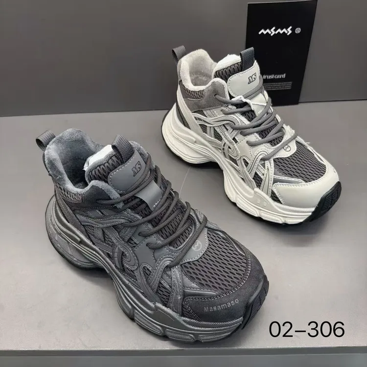 玛莎玛索秋冬新款加绒02-306时尚百搭休闲厚底高腰二棉鞋网红潮鞋