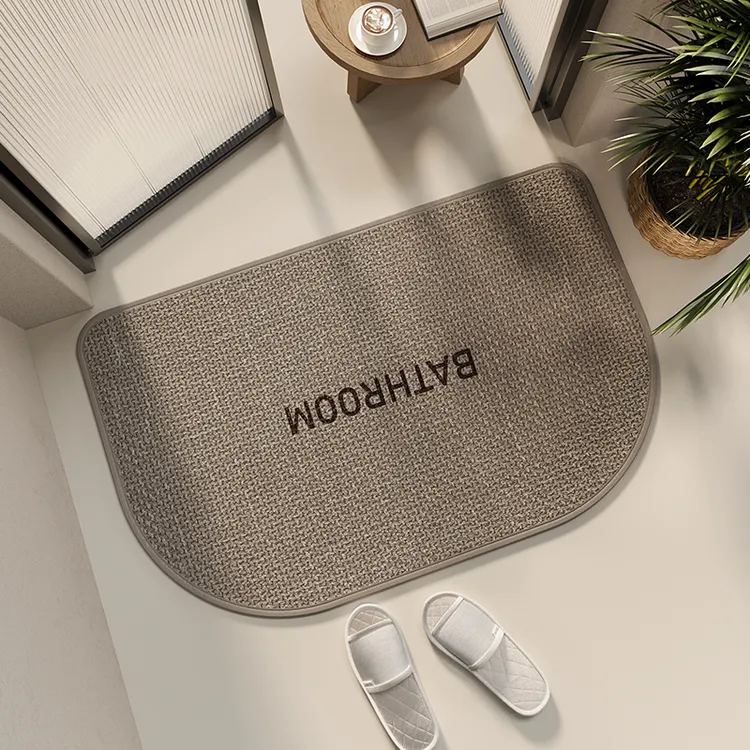 高档亚麻编织浴室吸水地垫卫生间厕所洗手间速干浴室吸水地垫