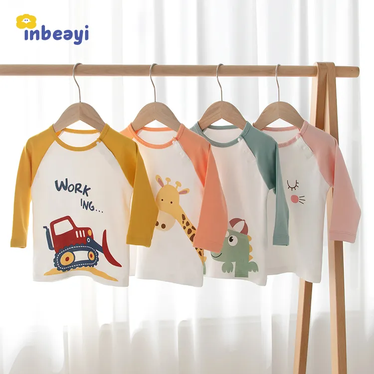 婴蓓依儿童春秋长袖t恤圆领纯棉上衣中小童宝宝长T婴儿百搭卡通衣