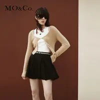 【达人专属】MOCO秋金属环扣短款羽毛纱针织开衫两件套MBC3CAR022
