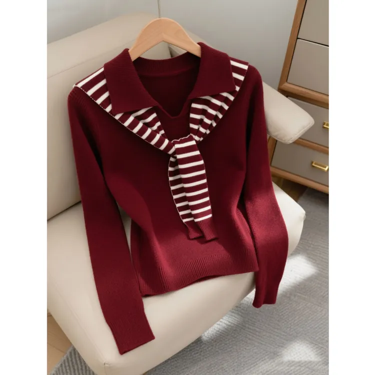 2025秋季新款洋气女装时髦设计感漂亮披肩显瘦长袖毛衣针织衫爆款