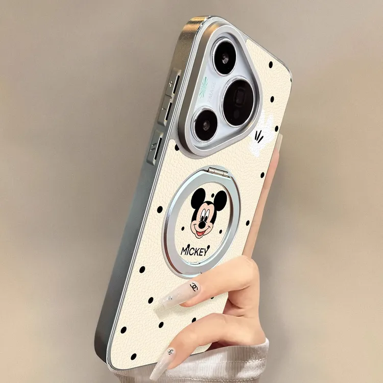 米奇头像适用华为Pura80ultra新款pura70小羊皮360旋转支架手机壳