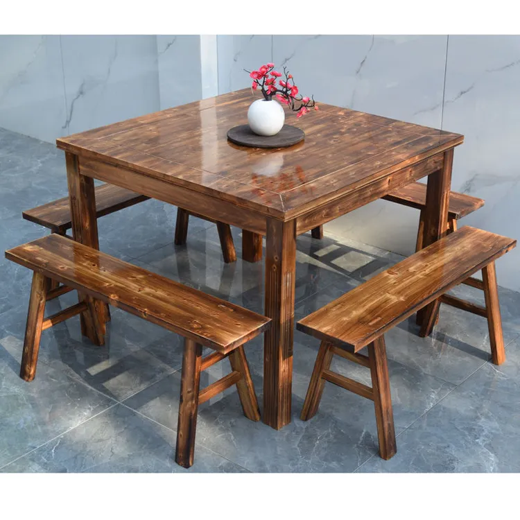 网红桌简约实木四方桌饭店面馆大排档农家乐餐桌八仙桌中式家用