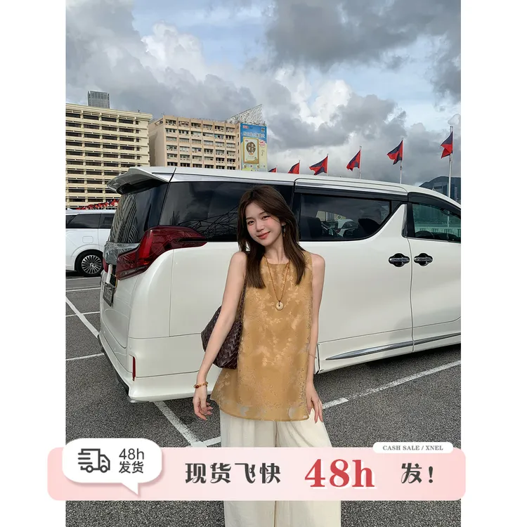 陳文文xenl【浮云鎏金】夏季新款国风新中式贵气宽松背心上衣女4641
