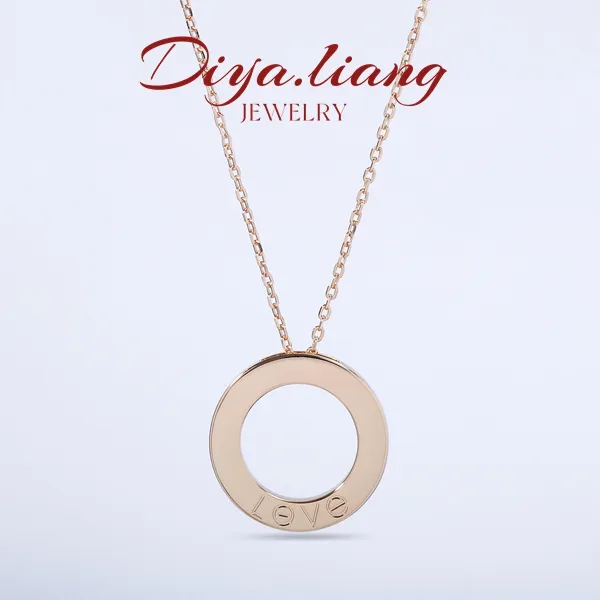 坠链均925银 梁雅帝新品【香槟金色满天星环】双面时尚气质纯银项链