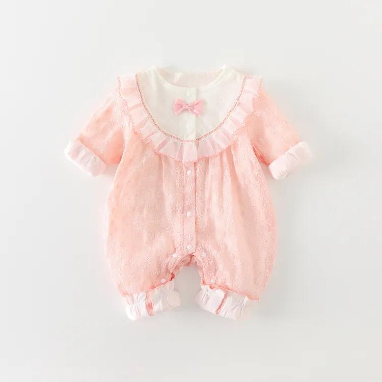 婴儿连体衣服秋新款满月百天女宝宝超萌公主洋气外出双层春秋爬服