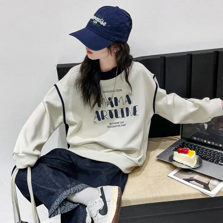 女大童卫衣加绒秋冬装洋气青少年初中生宽松上衣加厚一体绒打底衫