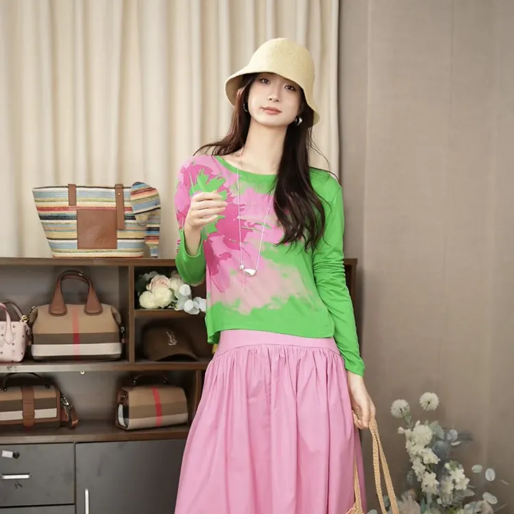 【小漂亮】天丝面膜T恤女欧洲站2025秋装新款女装薄款长袖防晒衣