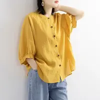 【清货+运费险】棉麻衬衫女装灯笼袖棉麻文艺宽松显瘦衬衣女HD680