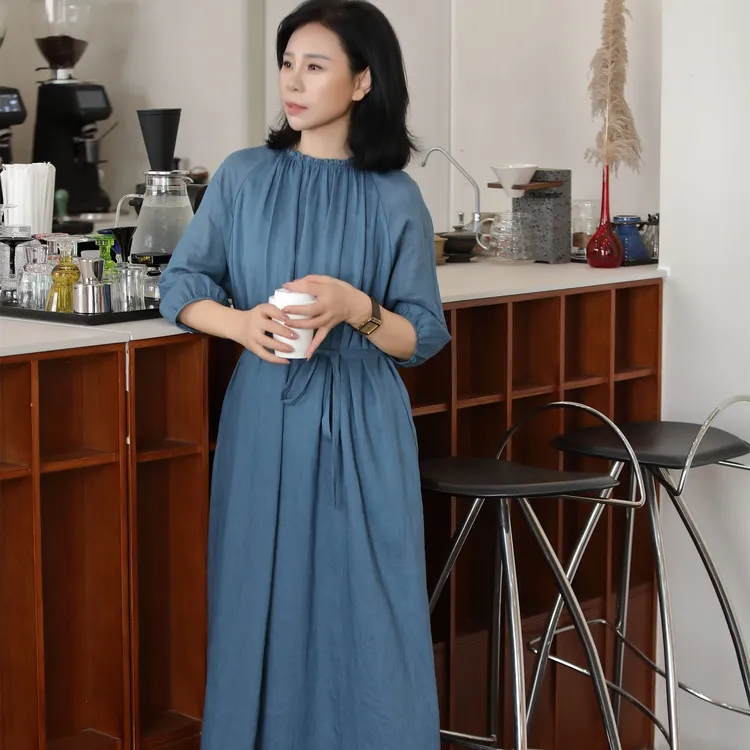 【杜小小】“浪漫轻法”时尚气质长裙绑带显瘦百搭休闲中长款连衣裙66