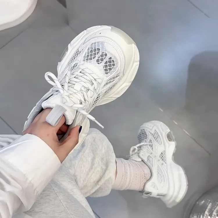 女鞋2025夏季新款时尚网面薄款透气运动休闲鞋厚底百搭老爹鞋潮款
