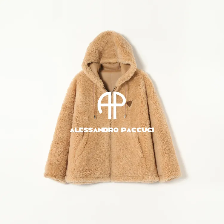 AP洛哥54046CM【沙漠晨曦/黑标系列】意大利进口羊皮毛一体连帽外套