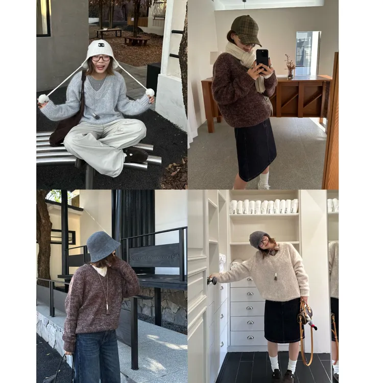 Our2【氛围感毛衣】马海毛羊毛秋冬季慵懒感针织毛衣【86-858】