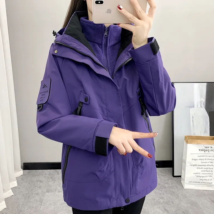 冲锋外套女三合一加厚可拆卸显瘦防风防水户外登山服男女同款风衣