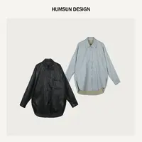 HUMSUN/禾木笙「拓印」金属丝植鞣蛋白皮轻薄廓形翻领外套 5C987