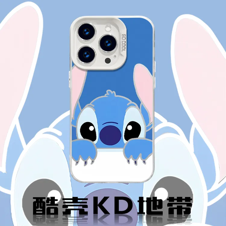 蓝底史迪仔-彩银B潮图适用苹果小米OPPO一加VIVO防摔手机壳