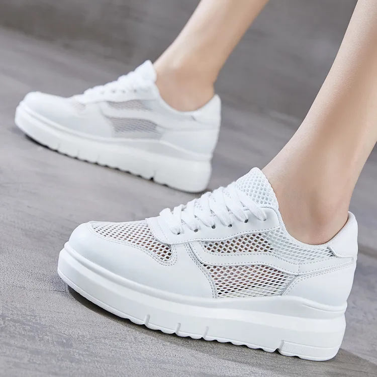 31-39码小码女鞋网面透气镂空轻便百搭休闲小个子内增高小白鞋女